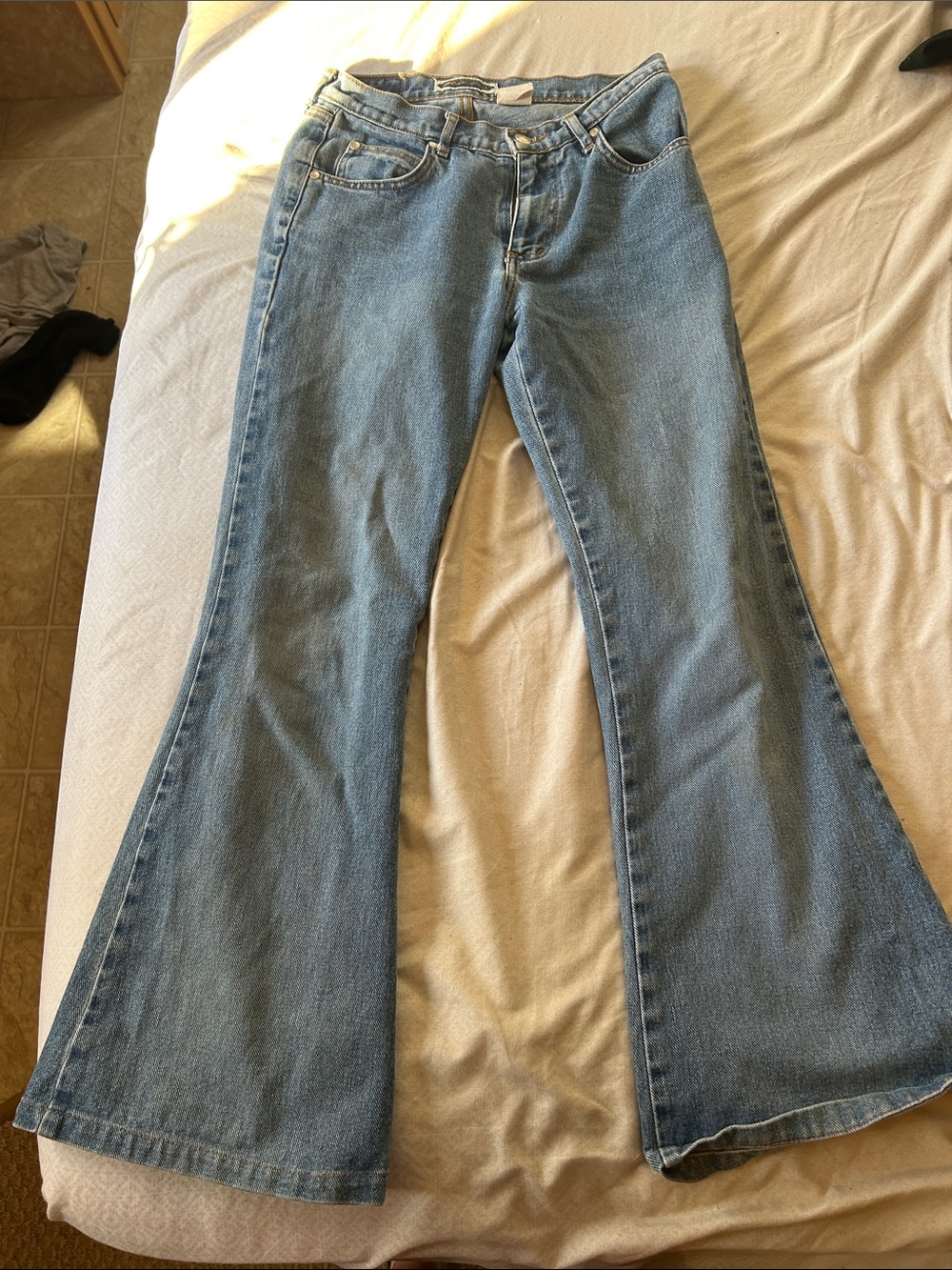 Blue Asphalt Light Blue Wide Leg Flare Jeans